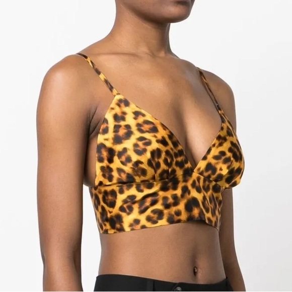🌻NEW w/tags Sandro Cannes Leopard Cropped Bralette Top | FR Size 4 / US Size 10 - Picture 3 of 15